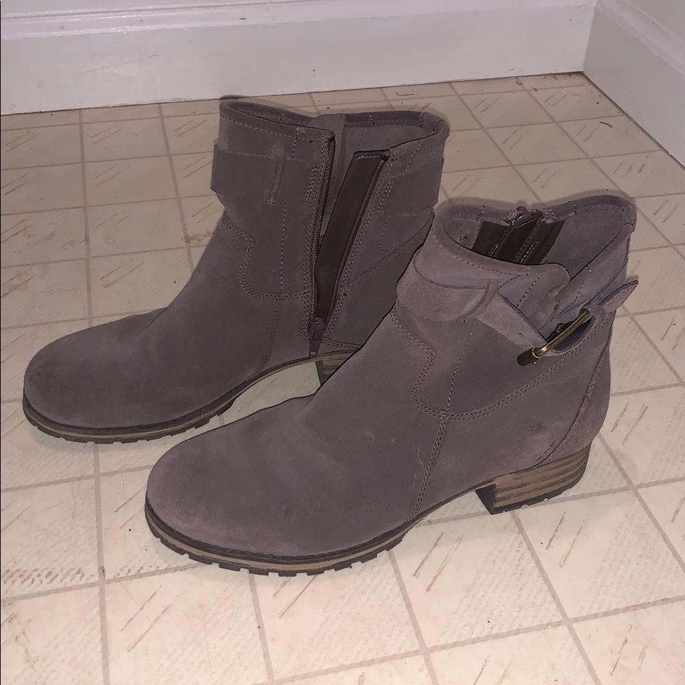 Clarks Gray Ankle Boots